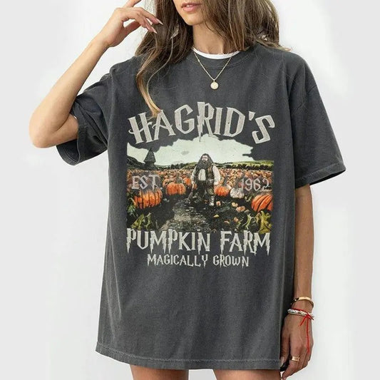 Hagrids Pumpkin Farm Shirt Magically Grown, Fall Pumpkin Patch Potterhead Shirt Wizard School HP Fan Gift Shirt Cotton Top