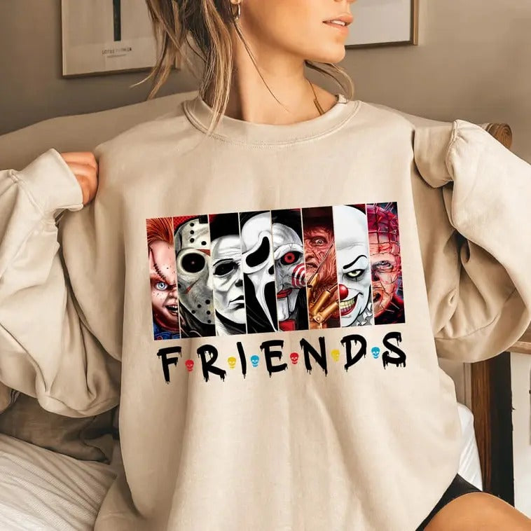Halloween Characters Friends Sweatshirt, Halloween  Characters Shirt, Friends Halloween Shirt, Halloween Movie Characters Shirt, Halloween Sweatshirt