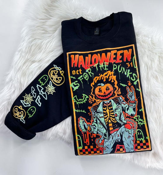 Halloween Is for Punks Graffiti Graphic Sweatshirt or Hoodie Unisex  Womenswear Crewneck Casual Tshirt Top