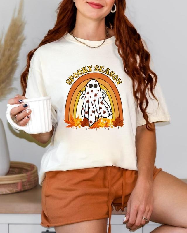 Halloween Shirt, Spooky Season Shirt, Cute Ghost Shirt, Fall Rainbow Shirt, Autumn Shirt, Halloween Women's Shirt  T-shirt, sweater and Hoodie