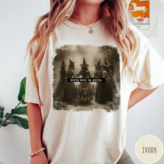 Halloween Shirts For Women, Girls Will Be Girls Witch Shirt, Feminist Tshirt, Witchy Vibes, Funny Witch Shirt, Unisex Short Sleeve Tee Shirt