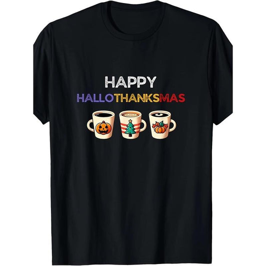 Halloween Thanksgiving Merry Christmas Coffee T-shirt Made in USA