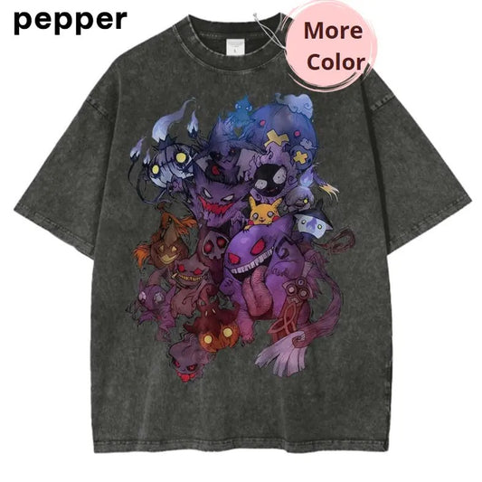 Halloween Vintage Pokemon Anime Shirt, PKM T-Shirt, Anime Graphic Tee, Vintage T-Shirt Menswear Top Underwear Tshirt Shortsleeve Women