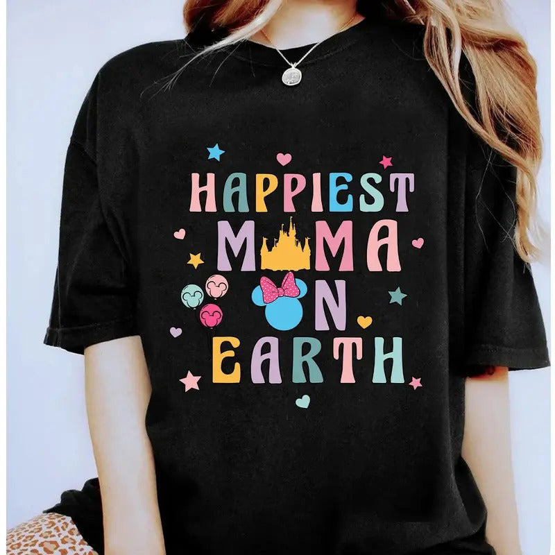 Happiest Mama On Earth Shirt Minnie Mouse Balloon Tee Mom Squad Shirt Mom Gift Mama Tee Happy Mother's Day