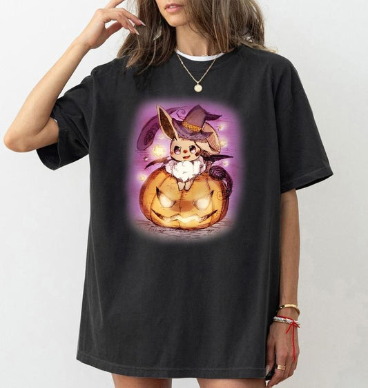 Happy Halloween Eevee T-Shirt Sweatshirt Hoodie, Anime Sweatshirt, Eevee Pokemon Halloween Hoodie