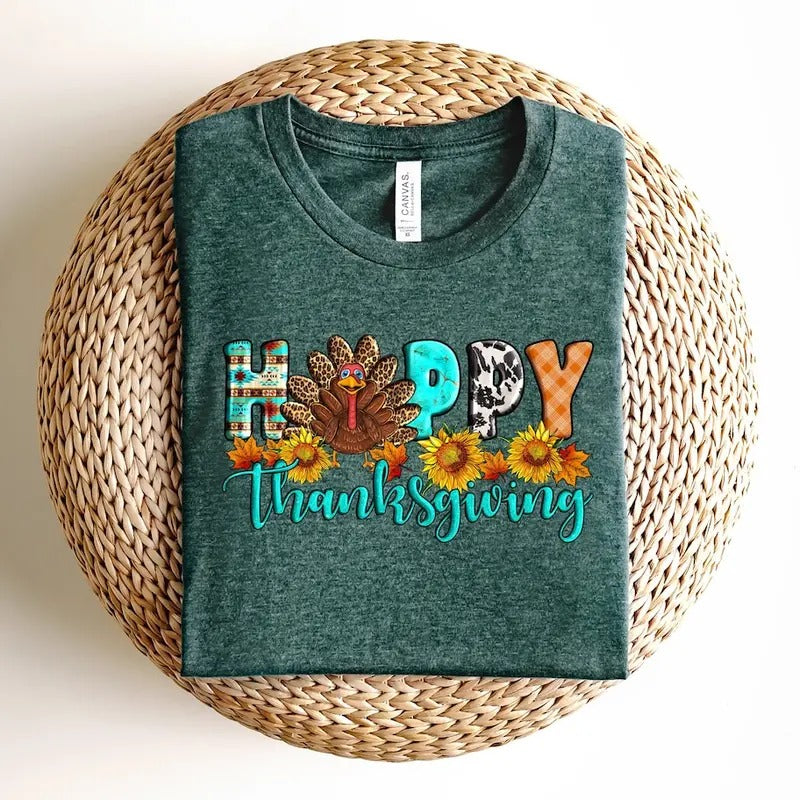 Happy Thanksgiving Shirt - Pumpkin Season Cotton Crewneck Sweatshirt for Men, Casual Casual Style, Perfect for Thanksgiving Celebrations