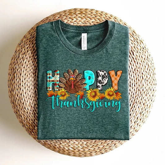 Happy Thanksgiving Shirt - Pumpkin Season Cotton Crewneck Sweatshirt for Men, Casual Casual Style, Perfect for Thanksgiving Celebrations