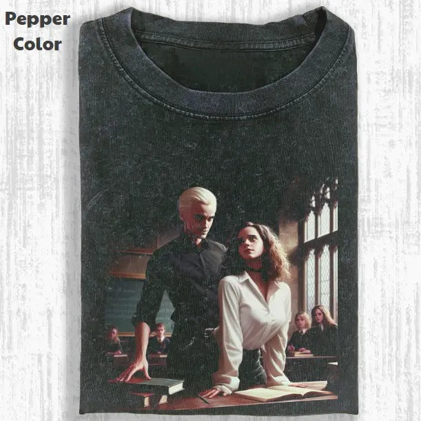 Harry Potter Vintage Graphic Tee, Draco And Hermione T-Shirt, Movies Tee, Unisex Meme Cringe Funny Dumb Shirt, Menswear Womenswear Streetwear Cotton Comfort