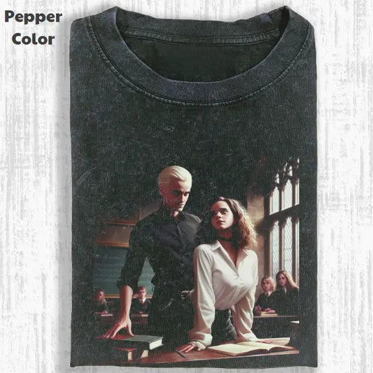 Harry Potter Vintage Graphic Tee, Draco And Hermione T-Shirt, Movies Tee, Unisex Meme Cringe Funny Dumb Shirt, Menswear Womenswear Streetwear Cotton Comfort