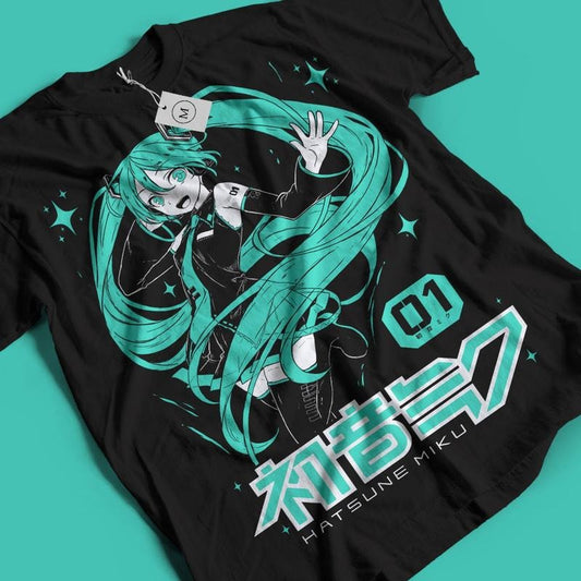 Hatsune Miku T-Shirt Anime Girl Kawaii Project Diva Vocaloid Shirt Anime Manga Shirt Anime Lovers Shirt Fire Style