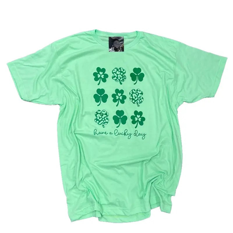 Have a Lucky Day St. Patty's Day Mint Green Graphic tshirt womenswear cute shirts
