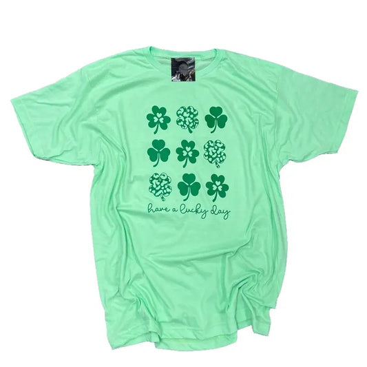 Have a Lucky Day St. Patty's Day Mint Green Graphic tshirt womenswear cute shirts
