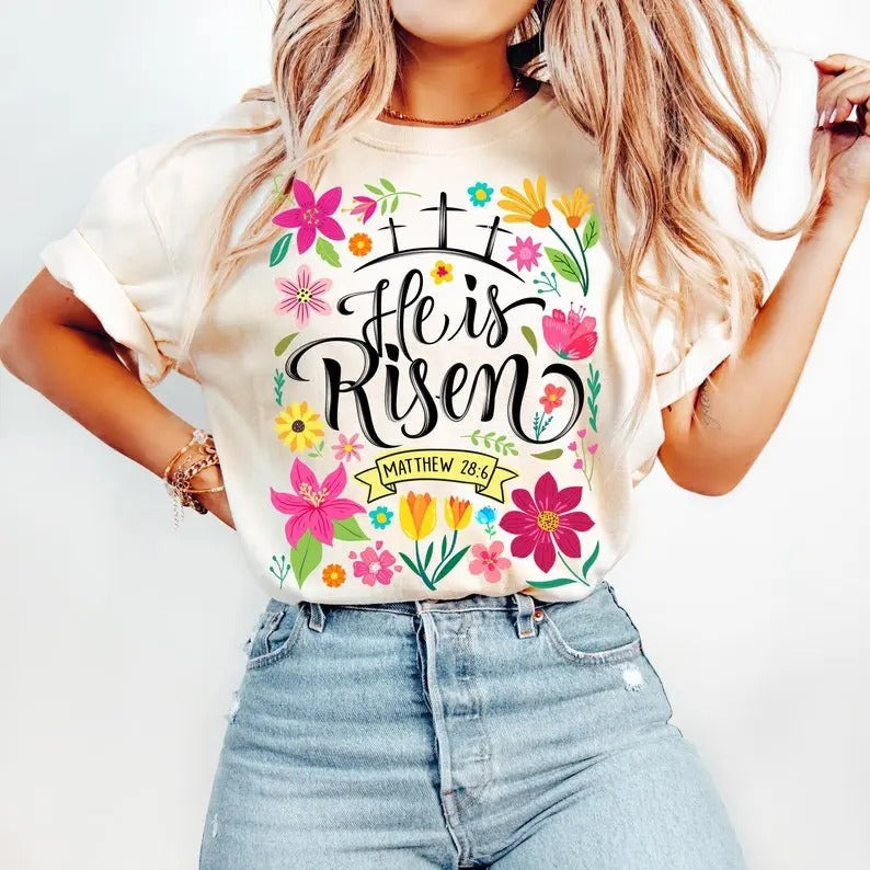 He is Risen tshirt-sweatshirt-hoodie, Boho Easter tshirt, Matthew 28:6, Christian Easter sweatshirt, Easter Jesus hoodie, Bible Verse tshirt, Easter Cross sweatshirt, Happy Easter tshirt