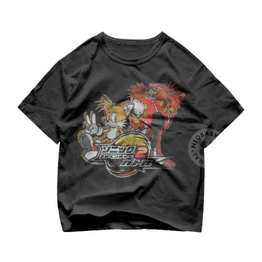 Hedgehog Japanese shirt, Sonic Adventure T-Shirt, Unisex Vintage Graphic Tees Gothic Grunge Y2k Emo Scene Amity Affliction Style Clothes Men Women Streetwearstyle{n002}3