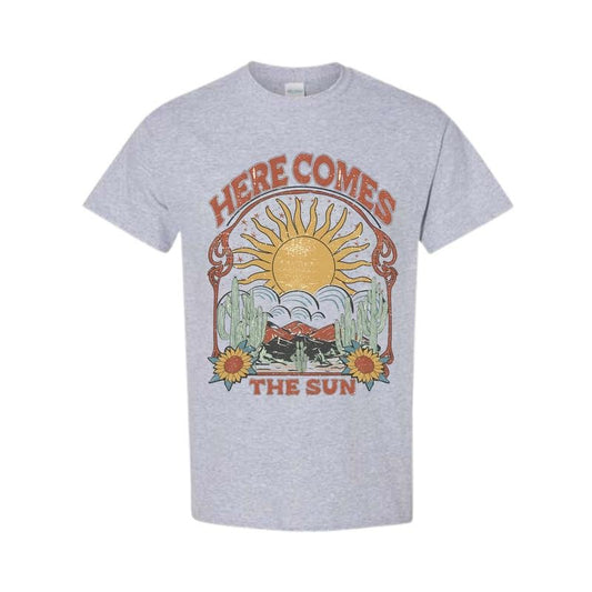 Here Comes the Sun Tee, Retro Style T-Shirt, Hippie Tee, Vintage Inspired Cotton T-shirt, Comfort Colors T-shirt Classic Menswear