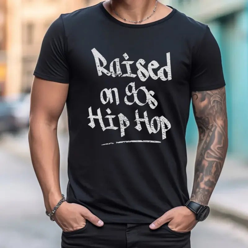 Hip Hop Shirt, Raised On 90s Rap T Shirt, Retro Urban Rap Music Tee, Old School Rapper Tshirt, Unisex Short Sleeve Tee
