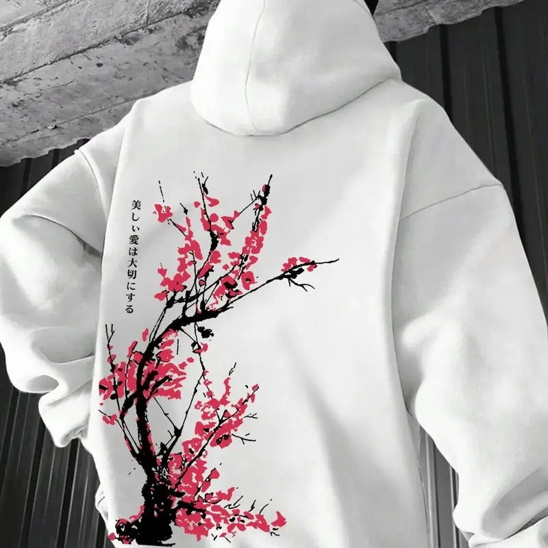 Men's Floral Print Drop Shoulder T-shirt/Sweatshirt /Hoodie, Fashion Casual Streetwear Regular Fit Drawstring Pocket for Daily Holiday Outdoor Wear, Men Clothing for Fall & Winter