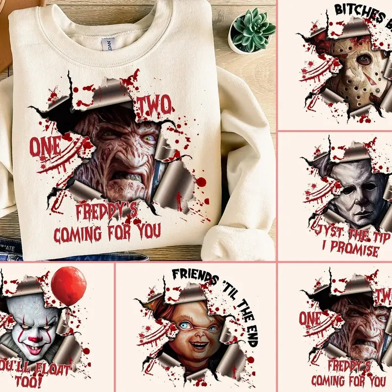 Horror Friends Characters Sweatshirt, Halloween Shirt, Horror Halloween Shirt, Friends Killers Halloween Tee, Scary Halloween Shirt, Gifft for WWomen and Men