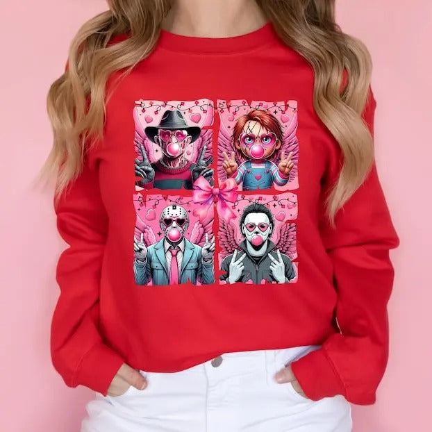 Horror Valentine Sweatshirt, Valentine's Day Shirts, Trendy Valentine Shirt, Valentine's Day Gift, Gift for Her, Funny Valentines Day Hoodie