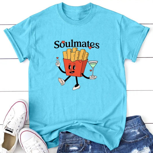 Soulmates Martini Apparel, Proudly Printed In The USA, Tee / Tank / V Neck Gray / White / Blue / Hot Pink, #sassy #cute #colorprint