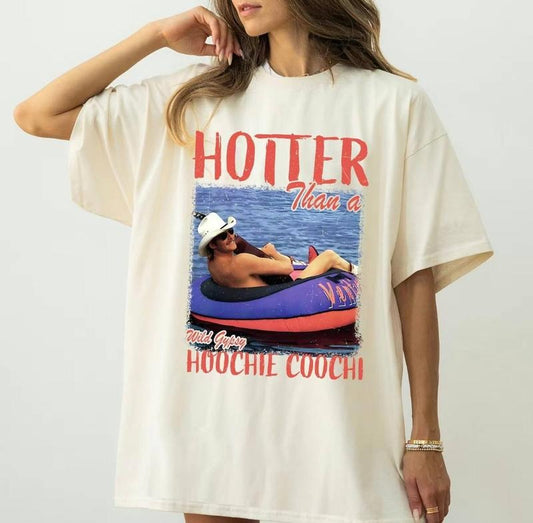 Hotter Than A Hoochie Coochie Shirt, Alan Jackson Shirt, Country Music Shirt, Retro Vintage Hoochie Coochie Tshirt, 90s Country Music Trendy Summer Tee, Woman Concert, Vinatage Tee