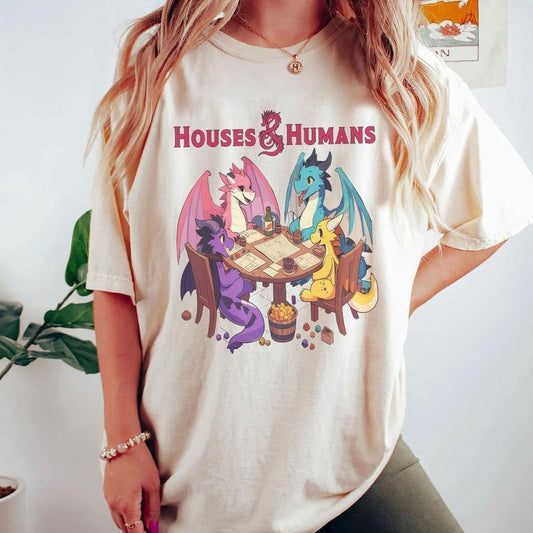 Houses and Humans D&D Shirt, Dungeons and Dragons T-shirt, Vintage Retro 90s Joke D and D Sweatshirt, DnD Hoodie, Dnd Houses And Humans Parody,  Funny DND Shirts