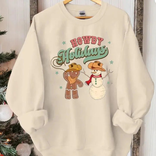 Howdy Christmas Sweatshirt, Western Xmas Shirt, Gingerbread Western Christmas Shirt, Cowgirl Xmas Sweater, Christmas Holiday Sweatshirt western christmas list