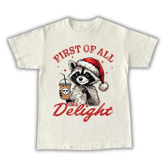 I Am A Delight Christmas Raccoon Shirt, Funny Christmas, Happy Holiday Christmas Shirt, Racoon Possum Shirt Funny Animal Tee
