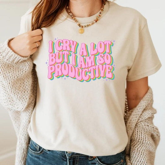 I Cry A Lot But I Am So Productive Shirt - New Album Song Lyrics Tee - Gift For Her