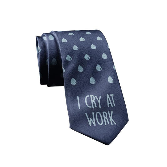 I Cry At Work Necktie Funny Neckties for Men Employee Tie Mens Novelty Ties Funny Ties