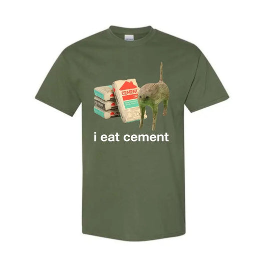 I Eat Cement Cursed Cat Funny Oddly Specific Meme T-Shirt Classic Cotton