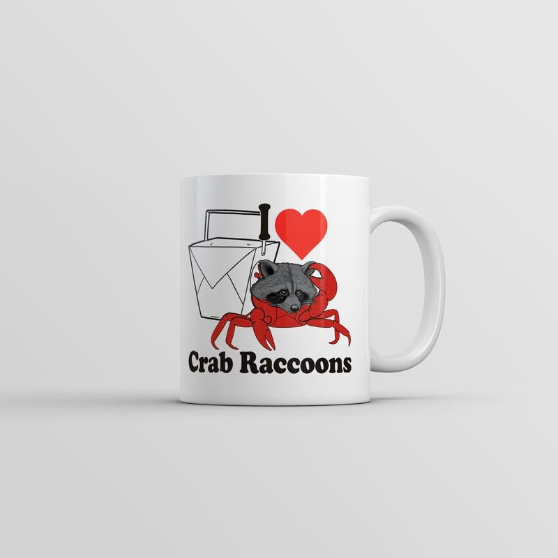 I Heart Crab Raccoons Mug Funny Sarcastic Novelty Coffee Cup-11oz Funny Coffee Mugs Ceramic Printed Drinkware Cup