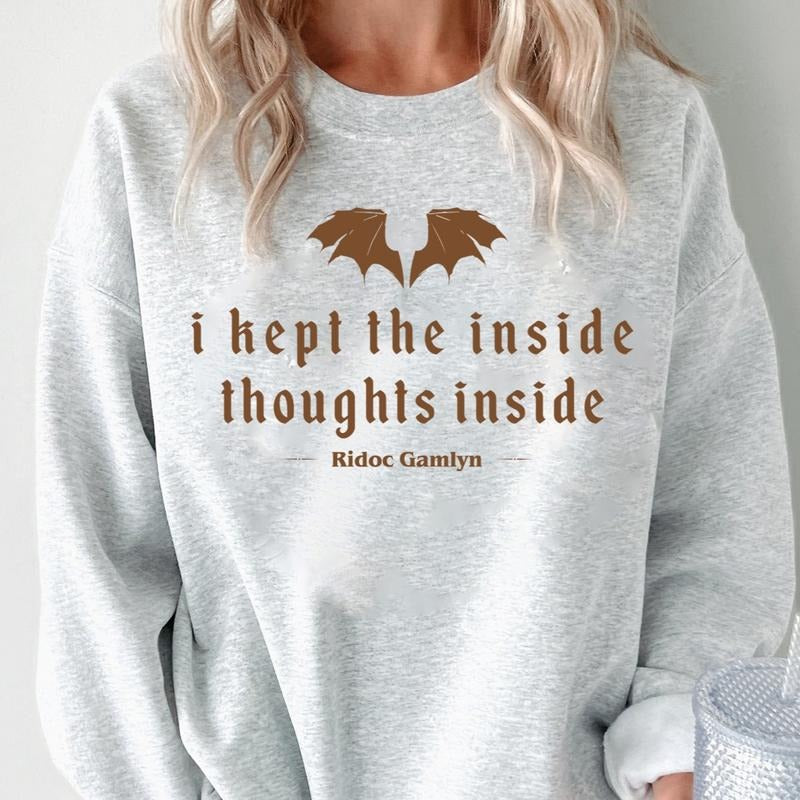 I Kept The Inside Thoughts Inside Shirt, Quest Squad Sweater, Fourth Wing Shirt, Bookish Gift, Dragon Rider Sweatshirt, Book Lover Sweater