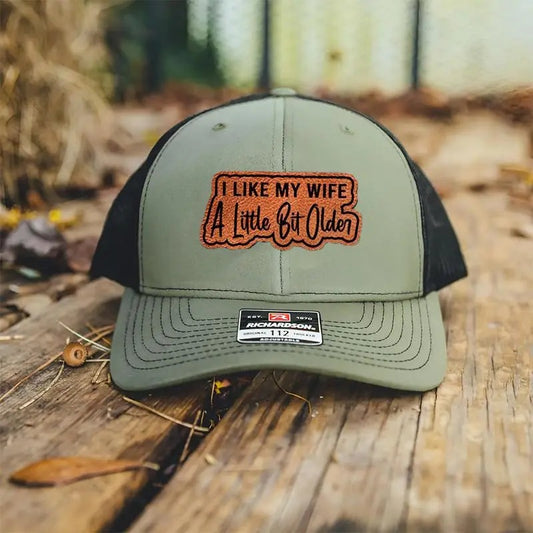 I Like My Wife A Little Bit Older Hat,  Younger Leather Patch For Trucker Hat And Beanie, Beanie Hat for Men & Women, Hat for Fall & Winter, Fashion Accessories for Cold Weather, Winter Hat, Beanie Gifts Christmas
