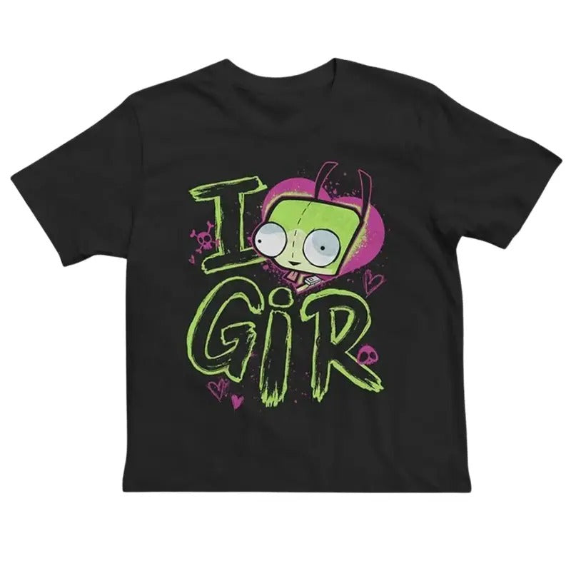 I Love GIR Baby Tee, Gothic Emo Girl Baby Tee, Y2k Top Women Streetwear, Scene Clothing 2000s, 2000s Emo Tops, Women Fitted T-Shirt, Gift For Girlfriend