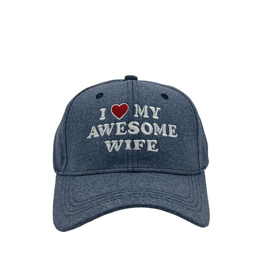 I Love My Awesome Wife Hat Funny Cute Married Valentines Day Cap Funny Hats Love  Novelty Hats for Men Blue - Standard