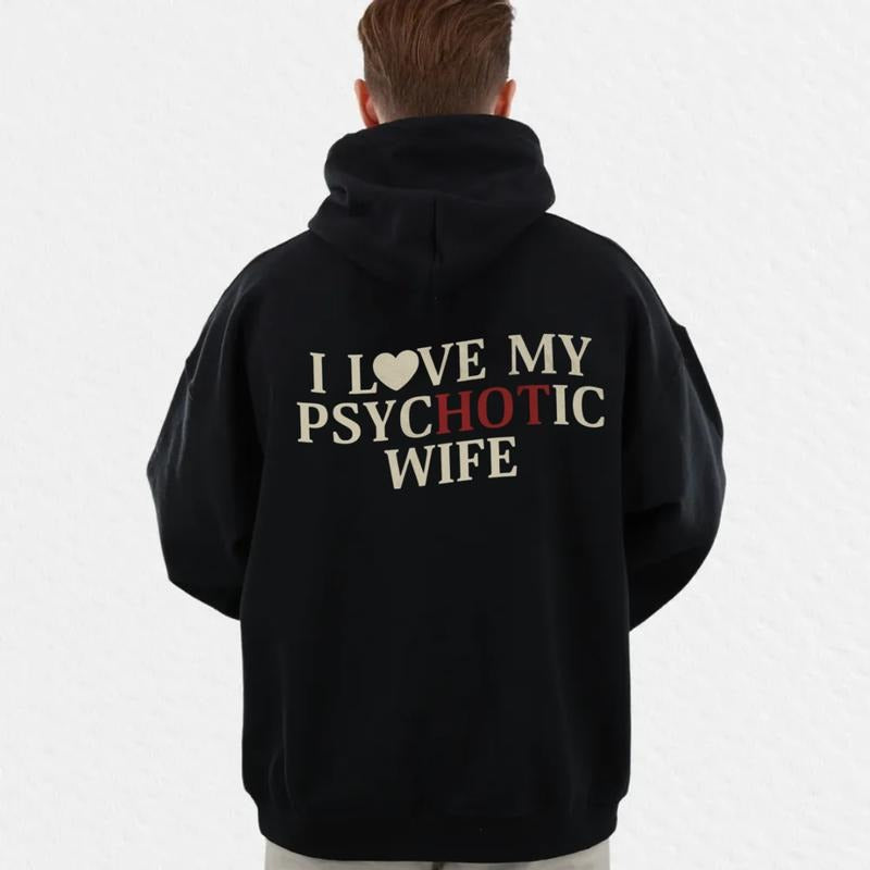 I Love My Psychotic Wife Sweatshirt, Funny Saying Shirt, Valentine Gift For Husband, Sarcastic Husband Tee, Unisex Crewneck Pullover Tee, Crewneck Top