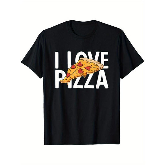 I Love Pizza T-Shirt Summer Comfortable Casual Short Sleeve T-Shirt made in usa