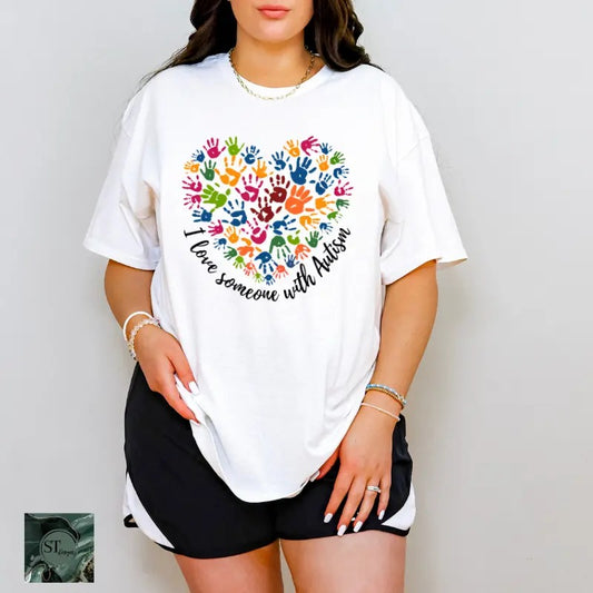 I Love Somebody With Autism White 100% Ring spun Cotton T-Shirt Unisex Fit