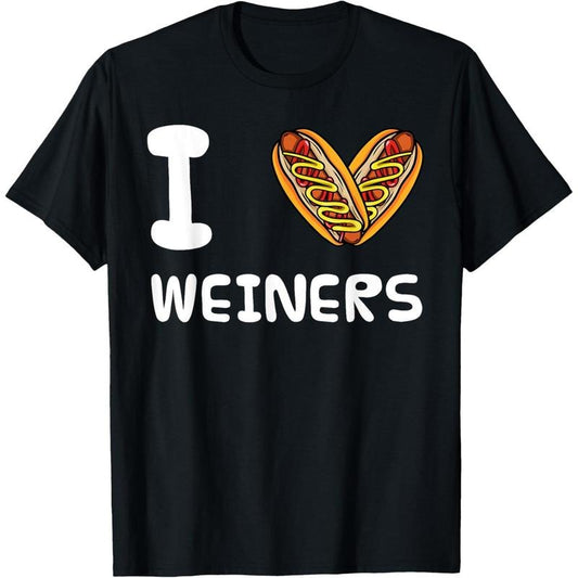 I Love Weiners Hotdogs Frankfurter Wiener Frank Sausage Bun T-Shirt funny shirts for night out