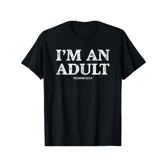 I M AN ADULT printed men's casual short-sleeved crew neck T-shirt suitable for summer outdoor streets Made in USA