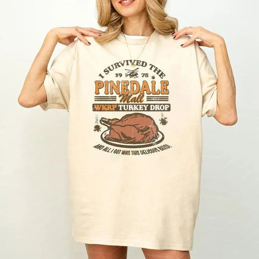I Survived The Thanksgiving Day Wkrp Turkey Drop Shirt, In Cincinnati Movie, Unisex Short Sleeve Tee