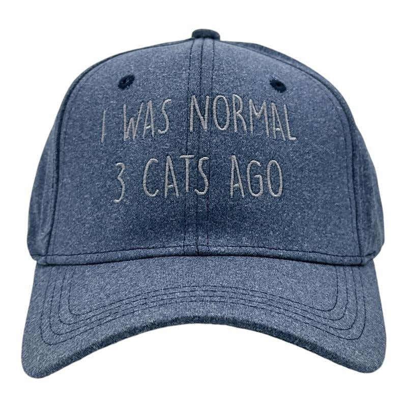 I Was Normal 3 Cats Ago Hat Funny Sarcastic Kitten Lovers Cap Funny Hats Sarcastic  Funny Cat  Novelty Caps for Men Blue - 3 Standard