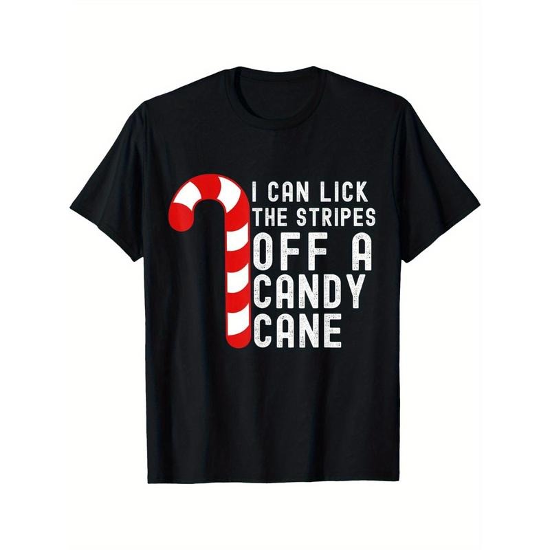 I can lick the stripes off a candy cane Rude Christmas jokes Men's T-shirts made in usa