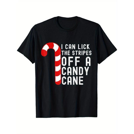 I can lick the stripes off a candy cane Rude Christmas jokes Men's T-shirts made in usa