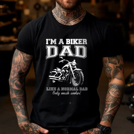 I'm A Biker Dad T-shirt - Mens Funny Family Cool Biker Motorbike Motorcycle Fathers Day Birthday Christmas Gift Top .made in usa