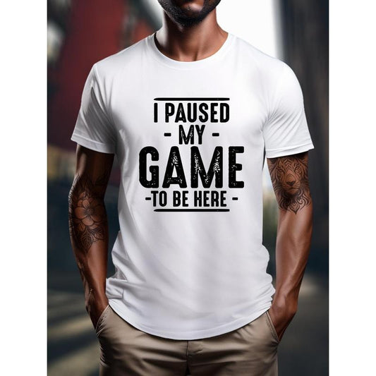 I pause my game, crewneck men's printed casual T-shirt, make America more free, personalized men's wear, summer fashion outdoor sports Made in USA