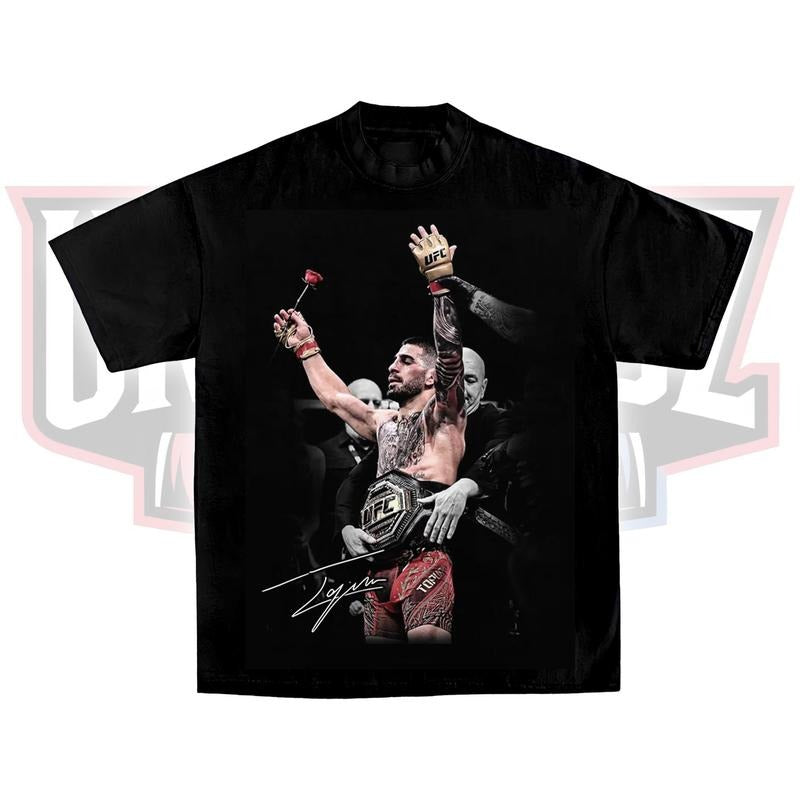 ILIA TOPURIA V2 TEE, Boxing T-shirt, Boxer Tee, Sports Shirt, UFC Shirt, MMA Shirt, Gift for Him Gift For Her Menswear Clothing Cotton Crewneck Casual Apparel Hoodie