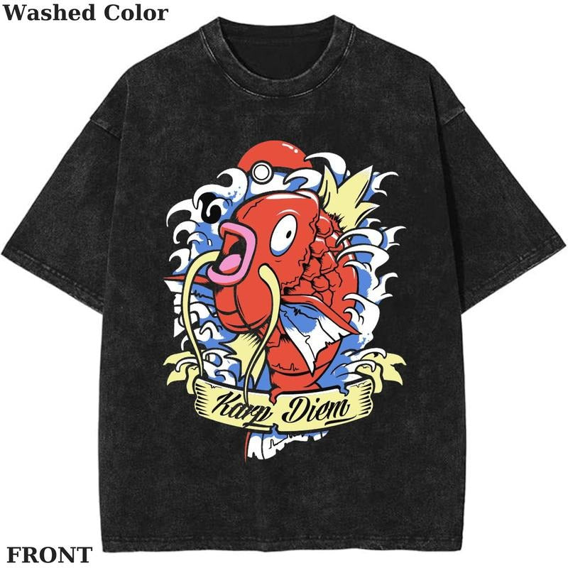 Idubbbz Karrp Diem - pokemon Graphic T-Shirt, Pokemon T-Shirt, PKM Shirt, Anime Funny Shirt, Vintage Tee Streetwear Shortsleeve Printed Womenswear Top