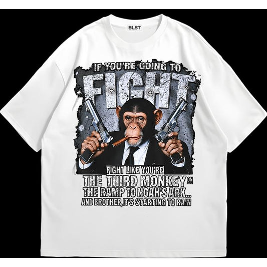 If You Going To Fight Monkey Gangster T-Shirt Vintage 90s Graphic Tee Vintage Graphic
